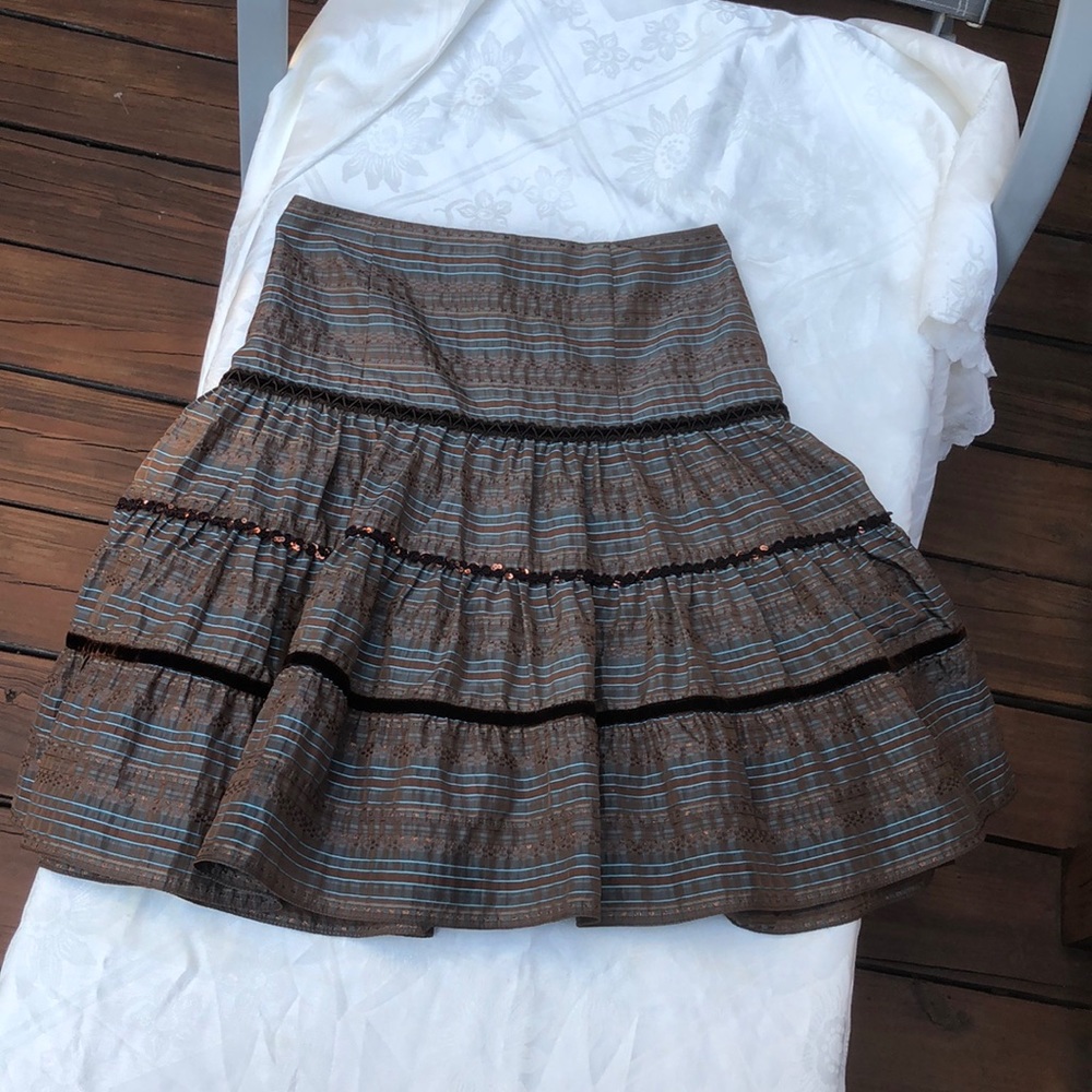 Nanette Lapore Brown Bohemian Striped Miniskirt